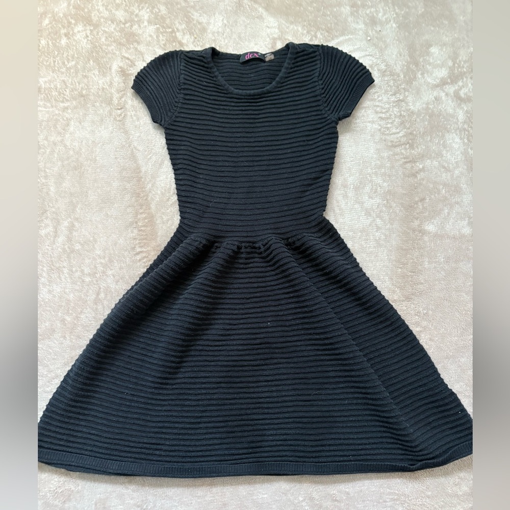 Dex Black Ribbed Knit Dress